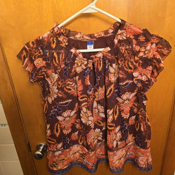 Womens Old Navy size Large fall colors, short sleeve top - Picture 1 of 11